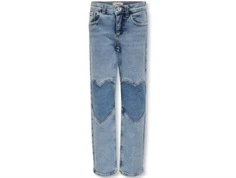 Kids ONLY brede jeans medium blue denim med hjerteknæ